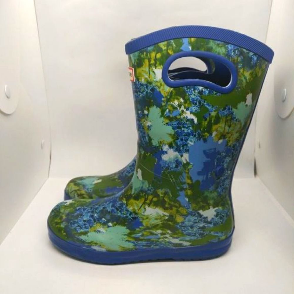 Hunter x Target Waterproof Rain Boots Girls‎ Size 4 Blue Green